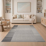 Geometric Modern Grey Vertical Striped Area Rug