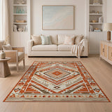 Brown and Tan Southwestern Southwestern Geometric Diamond Area Rug