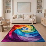 Multi-color and Patterns Vibrant Rainbow Swirl Abstract Area Rug