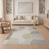 Abstract Neutral Shapes Beige Area Rug