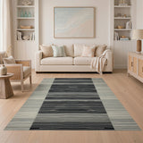 Wavy Striped Black White Geometric Rug