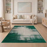 Emerald Green Abstract Streaks Area Rug