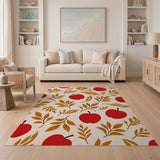 Red Apples Golden Leaves Fruit Pattern Rug