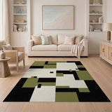Khaki Geometric Modern Area Rug