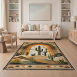 Southwestern Rainbow Cactus Desert Area Rug