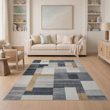 Block Grey Modern Grey Geometric Block Area Rug