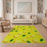 Fruit Pattern Yellow Sunny Lemon Slices Yellow Area Rug