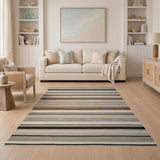 Modern Brown Tan Striped Area Rug