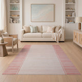 Geometric Modern Blush Pink Vertical Stripe Area Rug