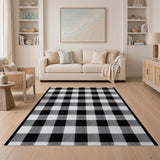 Distressed Vintage Distressed Black White Buffalo Check Area Rug