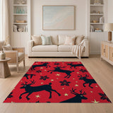 Festive Red Reindeer Silhouette Area Rug