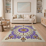 Purple Traditional Persian Purple Mandala Floral Area Rug