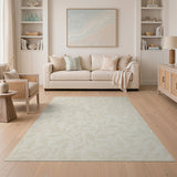 Ivory Leaf Branch Embroidered Area Rug