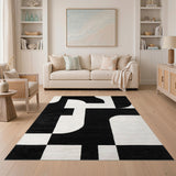 Bold Black White Geometric No. 16 Area Rug