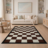 Chocolate Brown and Cream Checkerboard Area Rug