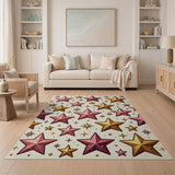 Pink Gold Metallic Stars Area Rug