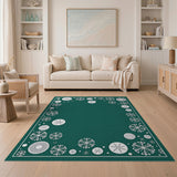 Emerald Green Snowflake Border Area Rug