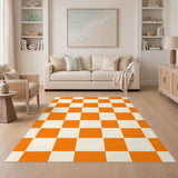 Geometric Modern Orange Checkered Geometric Area Rug