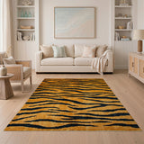 Orange Geometric Modern Bold Orange Tiger Stripe Area Rug