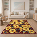 Yellow Sunflower Bloom Floral Area Rug