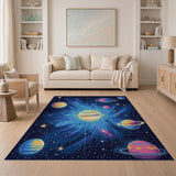 Vibrant Cosmic Planets Space Area Rug