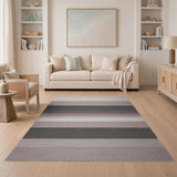 Purple Striped Textured Woven Area Rug