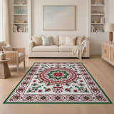 Intricate Red Green Persian Medallion Area Rug
