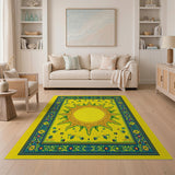Vibrant Sun Mandala Heritage Tribal Rug