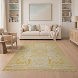 Intricate Gold Heritage Tribal Area Rug