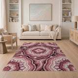 Pink Agate Geode Crystal Area Rug