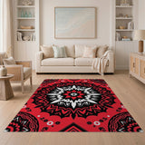 Bold Red Mandala Heritage Tribal Area Rug