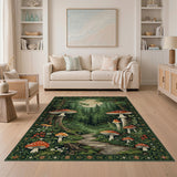 Moonlit Mushroom Forest Path Rug