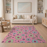 Multi-color and Patterns Whimsical Pink Daisy Floral Area Rug
