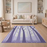 Moonlit Purple Forest Silhouette Area Rug