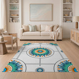 Teal Evil Eye Heritage Tribal Area Rug
