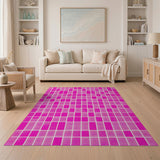 Vibrant Pink Halftone Grid Area Rug
