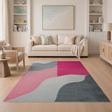 Abstract Wavy Pink Area Rug