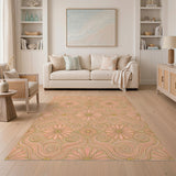 Pink Daisy Swirl Vintage Area Rug
