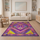 Vibrant Purple Geometric Diamond Rug