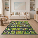 Kids Cartoon Multi-color and Patterns Kids Cartoon City Street Play Rug