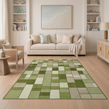 Geometric Modern Green Geometric Grid Area Rug