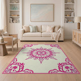 Ornate Pink Floral Snowflake Rug