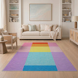 Geometric Modern Vibrant Multi-Color Geometric Block Area Rug