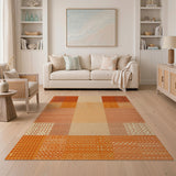 Orange Textured Patchwork Area Rug