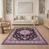Traditional Persian Pink Floral Medallion Area Rug