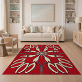 Bold Red Starburst Geometric Area Rug