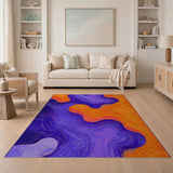 Abstract Wavy Purple Orange Area Rug