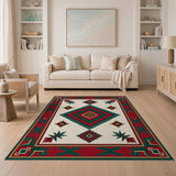 Southwestern Red Green Geometric Diamond Rug