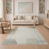Layered Geometric Beige Area Rug