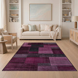 Purple Patchwork Geometric Area Rug